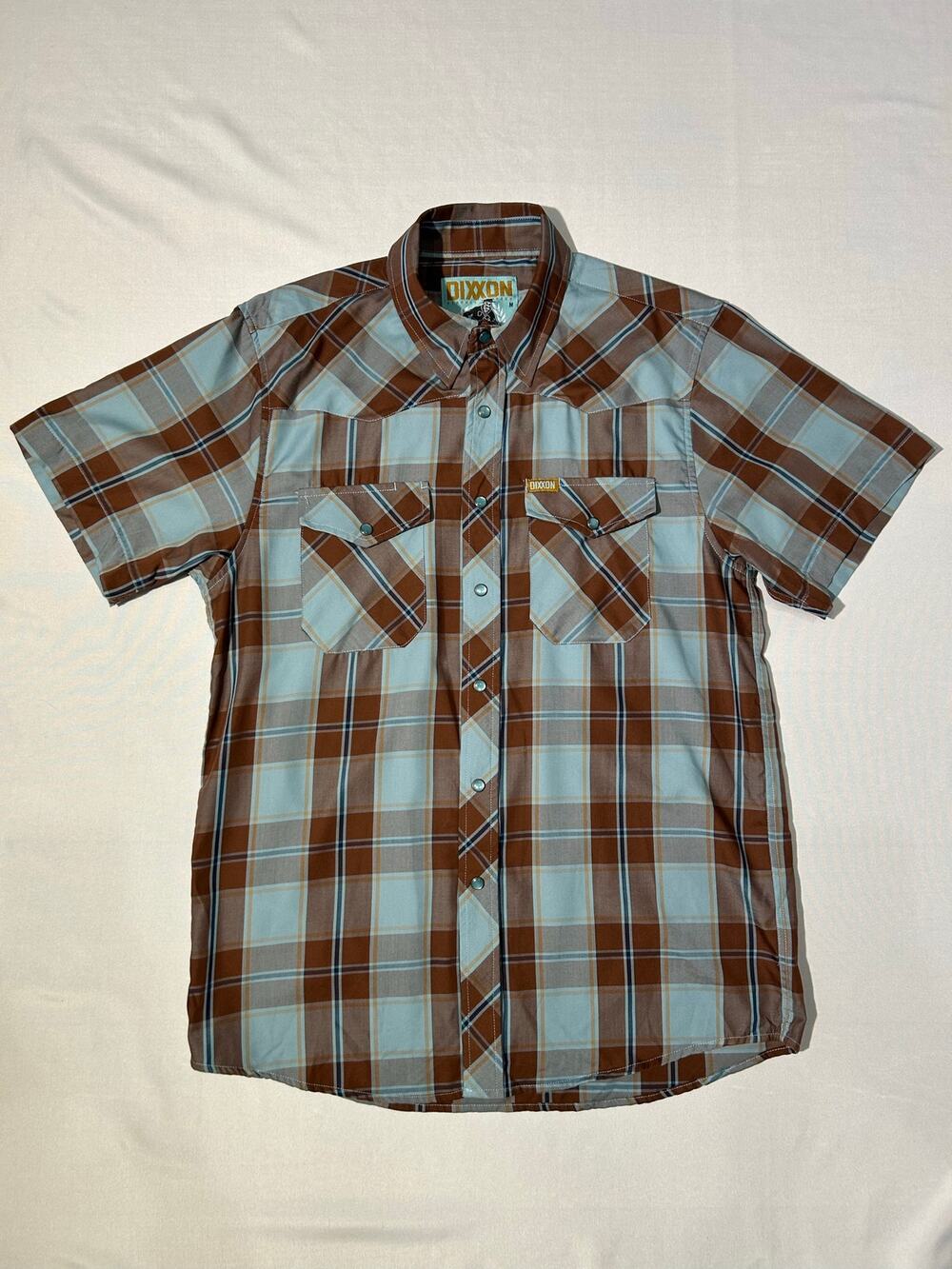 Dixxon Flannel Company El Paso Western Pearl Snap Shirt Brown Blue Medium